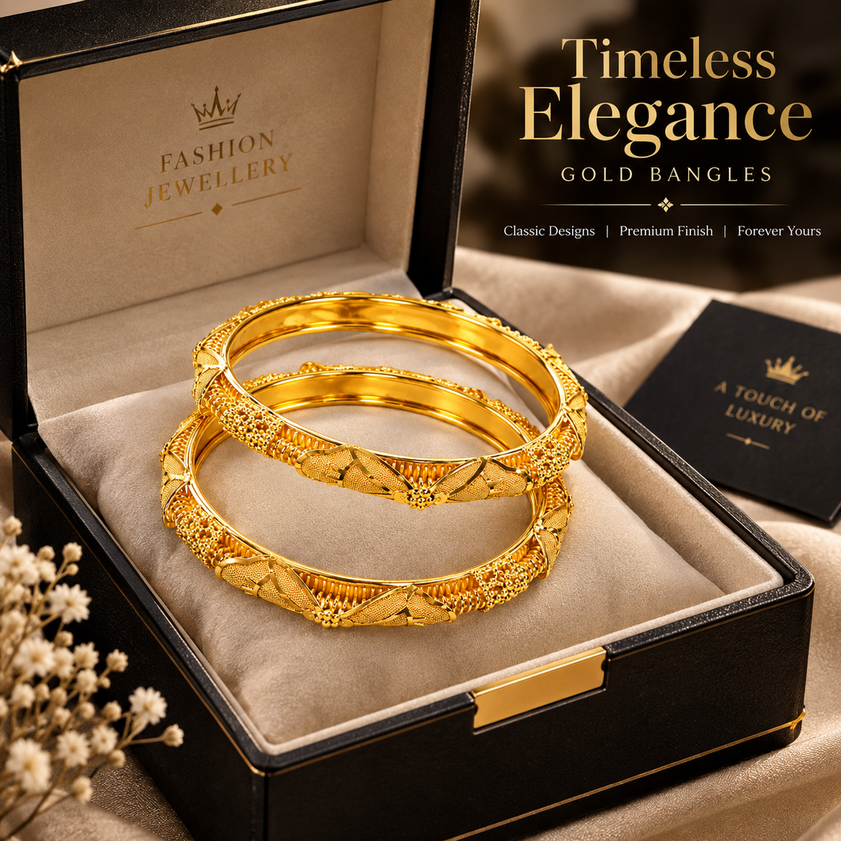 Timeless ElementGolde Finish Bangles Set of (2pair)